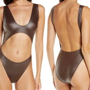 SKIMS awry jersey cutout leotard cocoa XS preowned